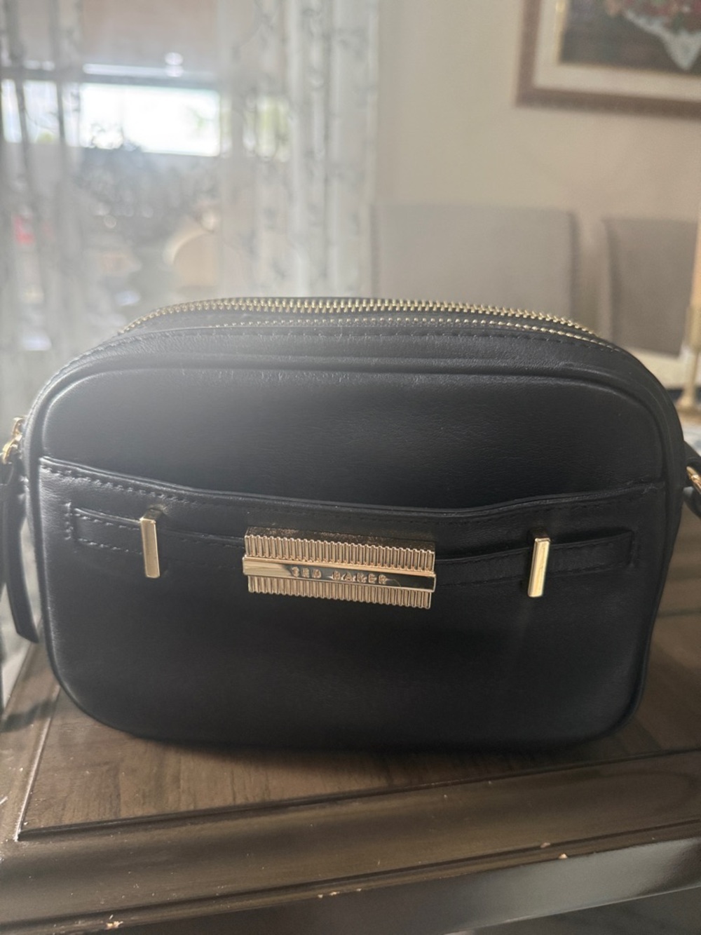 Ted Baker Black Crossbody Bag with Gold Accents
